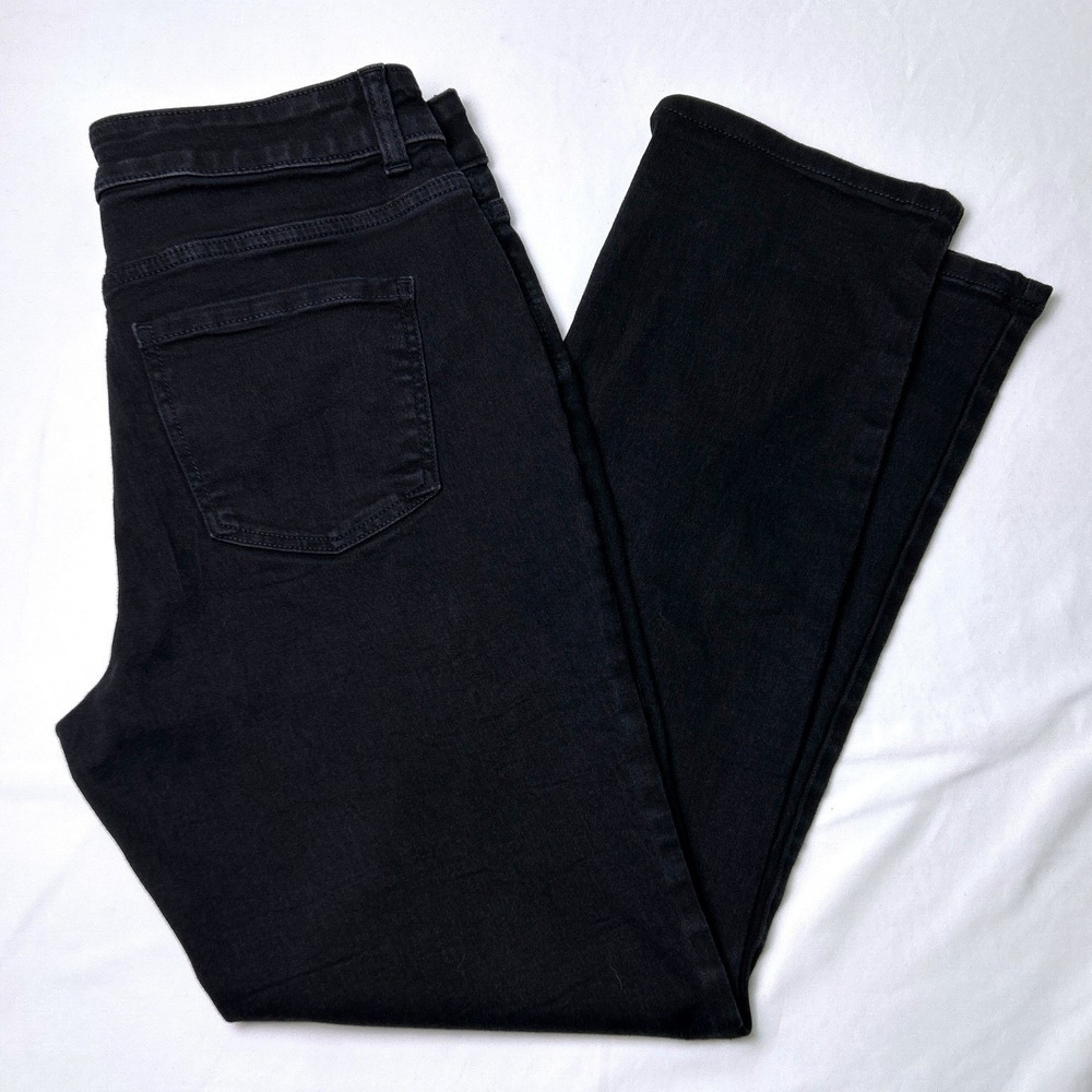 Talbots Women Curvy High Waist Straight Leg Jeans Size 10P Black Classic Stretch